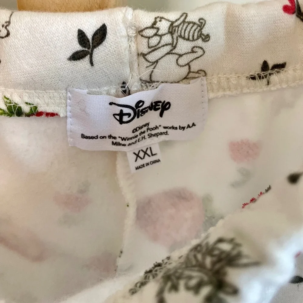 Disney Winnie the Pooh Strawberry Wide Leg Pajama Pants Off White XXL NWT - Picture 4 of 7